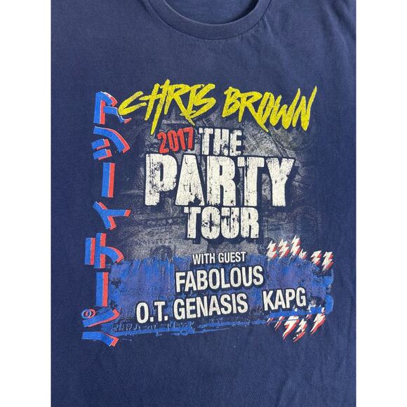 Chris Brown 2017 The Party‎ Tour Concert Tee XL Delta Blue Graphic Hip Hop - Picture 2 of 13